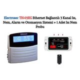 Electrosec TH-03EG Web Tabanlı 3 Kanal Isı, Nem, Alarm ve Otomasyon Sistemi + 1 Adet Isı Nem Probu +16V Adaptör