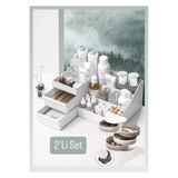 Elegance 2’Li Kozmetik Düzenleyici Set ( Çekmeceli Rose Ve Döner Takı Kutusu) Makyaj Organizer