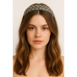 Elegance Crystal Bridal Headband, Gelin Tacı, Rhinestone Saç Aksesuarı, Lüks Kristal Taşlı Düğün Taç, Gümüş Rengi