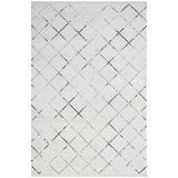 Elegance Eg010a Beyaz Halı Geometrik Detaylı Modern Viskon Doğal Iplik Bambu Halı Tozu Az Salon Halı 78 X 150 Grı