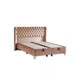 Elegance Lüks Baza Ve Başlık Seti 100X200 Cm Tek Kişilik Krem Babyface Kumaş Baza Ve Başlık Takımı