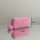 Elegance Peluş Ponponlu Pastel Pembe Kalem Çantası