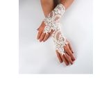 Elegance Scarf Beyaz Dantel Parmaksız Gelin Eldiveni 5555
