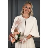Elegance Scarf Broşlu Premium Kürk Etol Gelin Bolero Gelin Şalı Gelin Kürkü Omuz Şalı Gelinlik Bolerosu Kırık Beyaz