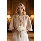 Elegance Scarf Broşlu Premium Kürk Etol Gelin Bolero Gelinlik Bolero Gelin Şalı Gelin Kürkü Abiye Şal Bej