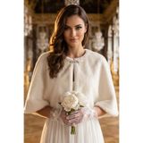 Elegance Scarf Broşlu Premium Kürk Etol Gelin Bolero Gelinlik Bolero Gelin Şalı Gelin Kürkü Abiye Şal Kırık Beyaz