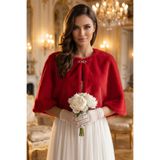 Elegance Scarf Broşlu Premium Kürk Etol Gelin Bolero Gelinlik Bolero Gelin Şalı Gelin Kürkü Abiye Şal Kırmızı