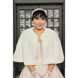 Elegance Scarf Broşlu Premium Suni Kürk Etol Gelin Bolero Gelinlik Bolero Gelin Şalı Abiye Şal Kırık Beyaz - Standart