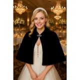 Elegance Scarf Broşlu Premium Suni Kürk Etol Gelin Bolero Gelinlik Bolero Gelin Şalı Abiye Şal Siyah - Standart