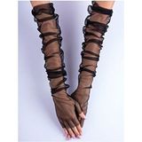 Elegance Scarf Kadın Uzun Siyah Tül Gelin Eldiveni Özel Günler İçin Şık Seçenek - Standart