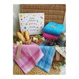 Elegancehome Renkli Piknik Ve Mutfak Seti - 4'Lü %100 Pamuk Kurulama Bezi Ve Yumuşak Havlu Seti - Mavi & Pembe