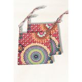 Elegancembroidery Bağcıklı Sandalye Minderi 40x40 cm | Bohem Etnik Desenli, Renkli Pamuklu Kumaş, Sünger Dolgulu Balkon & Bahçe Minderi - 2'li Set