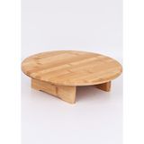 Elegancev Ayaklı Bambu Kesim Tahtası-Kesme Tahtası-Ekmek Tahtası-Et Tahtası-Yuvarlak-(32 x 32 x 9 Cm) - Kahverengi - YOK