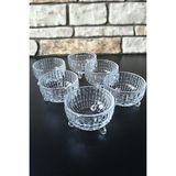 Elegancev Ayaklı Mini Cam Kase -Çerezlik-Tatlı Kasesi - 6 Adet -7,5 cm - YOK - Şeffaf