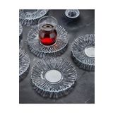 Elegancev Dekorlu Cam Çay Tabağı 6 Adet - Cam Çay Tabak