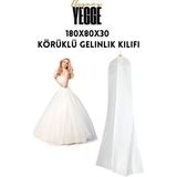 Elegans Gelinlik Kılıfı, Körüklü Gelinlik Koruma ve Taşıma Çantası Gelinlik Abiye Gamboç Elbise Hurç - Beyaz - 180 x 80