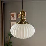 Elegant Beyaz Cam Tekli Avize Eskitme Long Knob Başlık Sarkıt Lamba Restoran Salon Aydınlatma