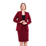 Elegant Bordo Takım Elbise, Kalem Etek ve Ceket, Astarlı, Ofis ve İş Kıyafeti, Kadın İçin Klasik Kesim (Bordo, 36)