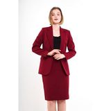 Elegant Bordo Takım Elbise, Kalem Etek ve Ceket, Astarlı, Ofis ve İş Kıyafeti, Kadın İçin Klasik Kesim (Bordo, 40)