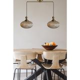 Elegant Cam Bal Rengi İkili Metal Çubuk Avize Eskitme Tokmak Başlık Sarkıt Lamba Salon Aydınlatma