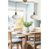 Elegant Cam Beyaz Ikili Metal Çubuk Avize Eskitme Tokmak Başlık Sarkıt Lamba Salon Aydınlatma - 1 - Ahşap