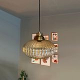 Elegant Cam Tekli Bal Rengi Avize Eskitme Kum Saati Başlık Sarkıt Lamba Restoran Salon Aydınlatma - Bal Cam