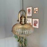 Elegant Cam Tekli Bal Rengi Avize Yeni Eskitme Gemici Başlık Sarkıt Restoran Salon Aydınlatma - Bal Cam