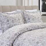 Elegant Comfort Lüks 2 Parça Ters Çevrilebilir Nevresim Takımı - Ultra Yumuşak 1500 İplik Sayısı Mısır Kalitesi Şal Deseni - Düğmeli Yorgan Kılıfı ve 2 Yastık Kılıfı, Tam/Kraliçe, Gri