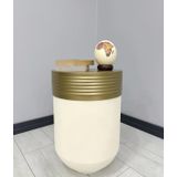 Elegant Dekoratif Eskitme Darbuka Krem Sehpa 60Cm