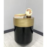 Elegant Dekoratif Eskitme Darbuka Parlak Siyah Sehpa 60Cm