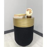Elegant Dekoratif Eskitme Darbuka Siyah Sehpa 60Cm