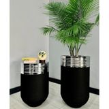Elegant Dekoratif Krom Darbuka Siyah Saksi 70Cm + Sehpa 60Cm Ikili Set
