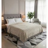 Elegant Emboss Çift Kişilik İspanyol Battaniye Bej