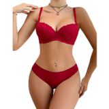Elegant Life Kırmızı Dantel İç Çamaşırı Seti, Sütyen ve Külot Takımı, Ayarlanabilir Askılı, Çiçek Desenli, Seksi Tasarım, Normal Kalıp, 2 Parça (75B)