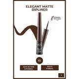 Elegant Matte Dipliner Waterproof Suya Dayanıklı - 02 Coffee Brown - Kahverengi