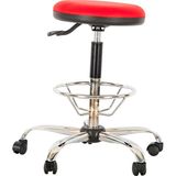 Elegant Metal Ayaklı Çemberli Yüksek Bar Taburesi - Kırmızı