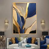 Elegant Navy Yağlı Boya Dokulu Tablo 60X90 Gold Çerçeveli