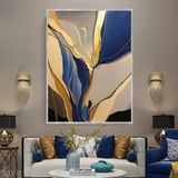 Elegant Navy Yağlı Boya Dokulu Tablo 75X100 Gümüş Çerçeveli