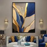 Elegant Navy Yağlı Boya Dokulu Tablo 75X100 Siyah Çerçeveli