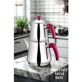 Elegant Piramit Mini Boy Bakalit Kuplu Çaydanlık Takımı-Gül Kurusu