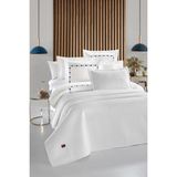 Elegante %100 Pamuk Saten Yatak Örtüsü Seti Beyaz - 260 x 260 cm
