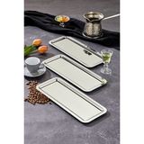 Elegante Baton Serisi Krom Sunum Tepsisi, Söz Nişan Tepsisi, 33X13CM, Avangart Dizayn, 3 Adet