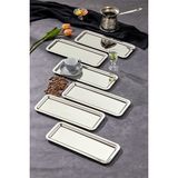 Elegante Baton Serisi Krom Sunum Tepsisi, Söz Nişan Tepsisi, 33X13CM, Avangart Dizayn, 6 Adet
