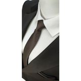 Elegante Cravatte Acı Kahve Renginde Armürlü Dokuma Kravat ve Mendil - Kahverengi