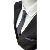 Elegante Cravatte Antrasit Gri Renginde Armürlü Dokuma Kravat Ve Cep Mendili