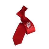 Elegante Cravatte Atatürk Baskılı Kırmızı Saten Kravat