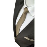 Elegante Cravatte Bej Renginde Armürlü Oxford Desen Kravat ve Mendil