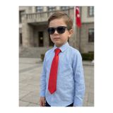 Elegante Cravatte Çocuklar İçin Düz Kırmızı Saten Kravat - Erkek ve Kız Uyumlu (2-12 Yaş)