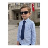 Elegante Cravatte Çocuklar İçin Düz Lacivert Saten Kravat - Erkek ve Kız Uyumlu (2-12 Yaş)