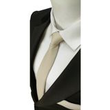 Elegante Cravatte Ekru Armürlü Desen Kravat ve Mendil Seti